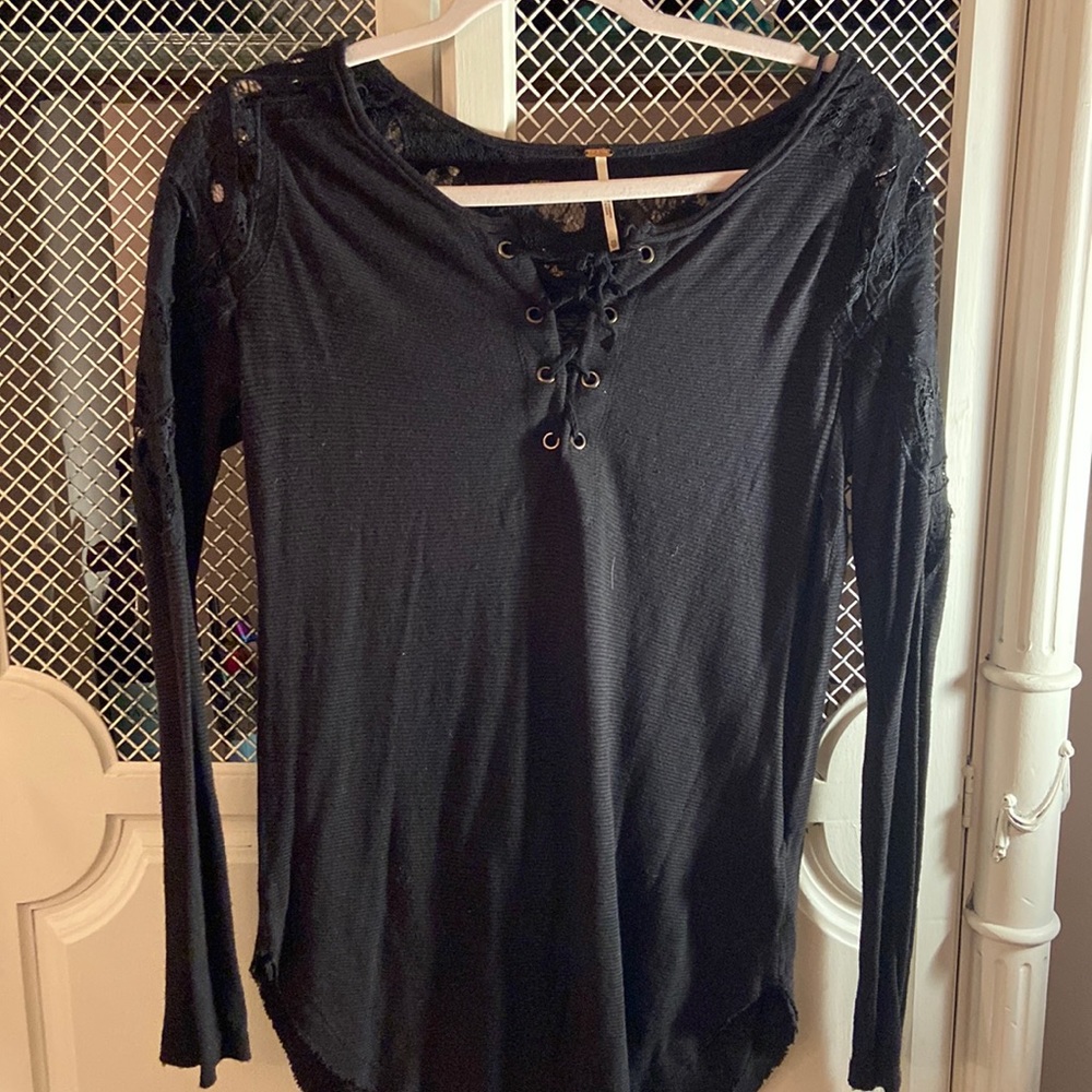 Free people long sleeve with lace detail